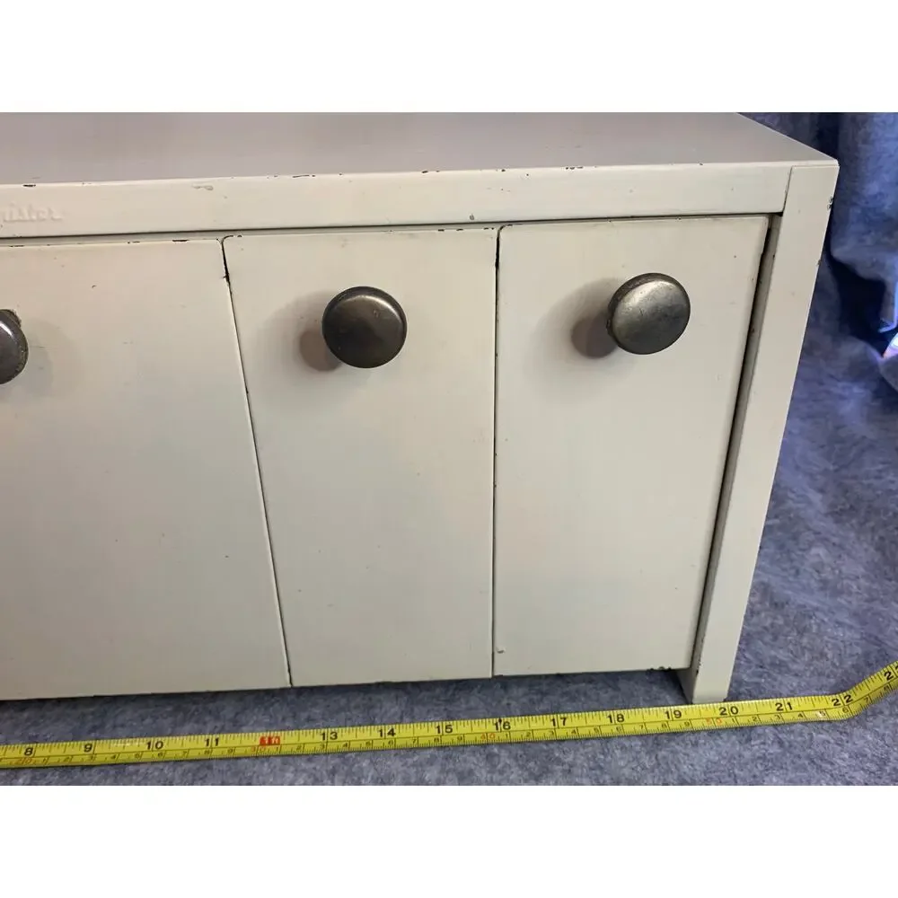 Vintage EMCO Binister Metal 4 Bin Canister, White, Counter or Wall Mount, 1950s
